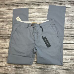 Nifty Genius Men's Chino Pants 34 Navy White Gingham Plaid Stretch NWT